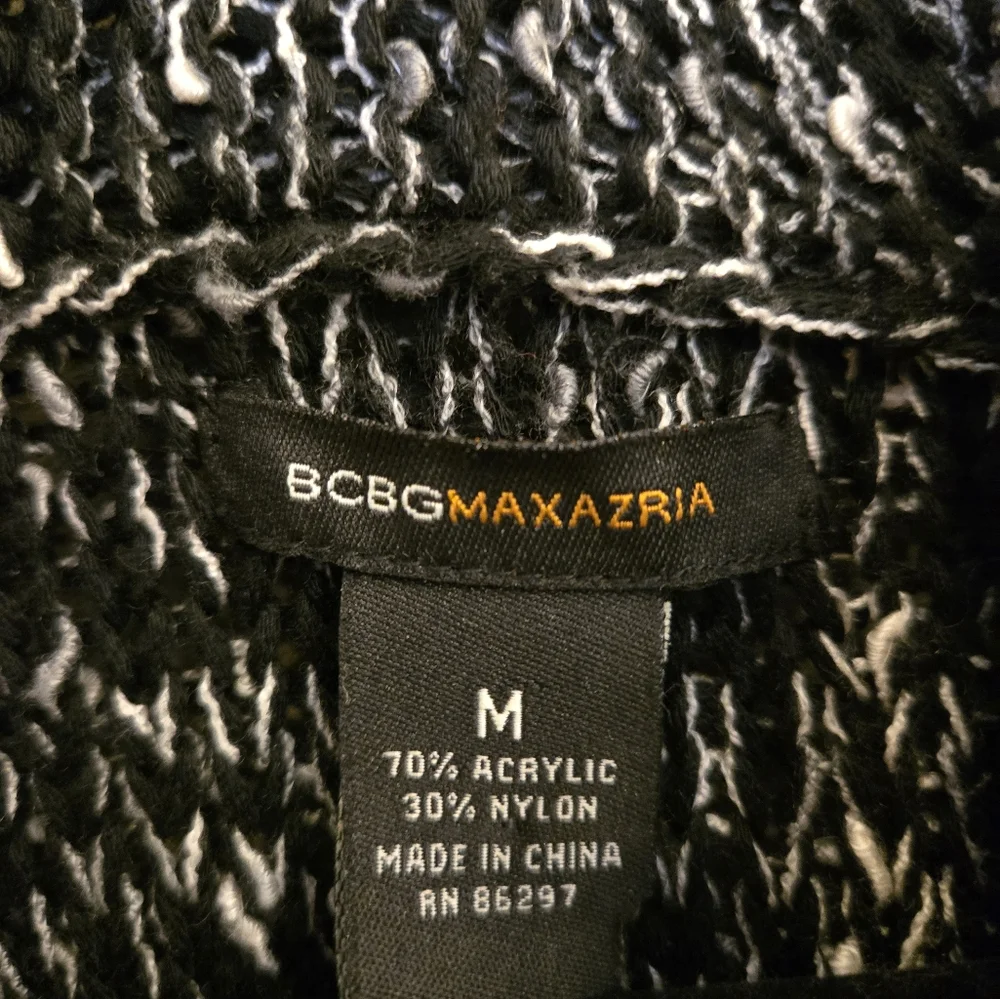 BCBG Maxazria Medium Tweed Knit Sweater Cardigan - Black, One Button - Picture 7 of 9